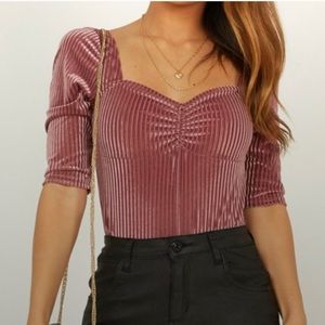 Sweetheart velvet bodysuit